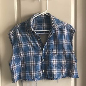 Cropped plaid button down